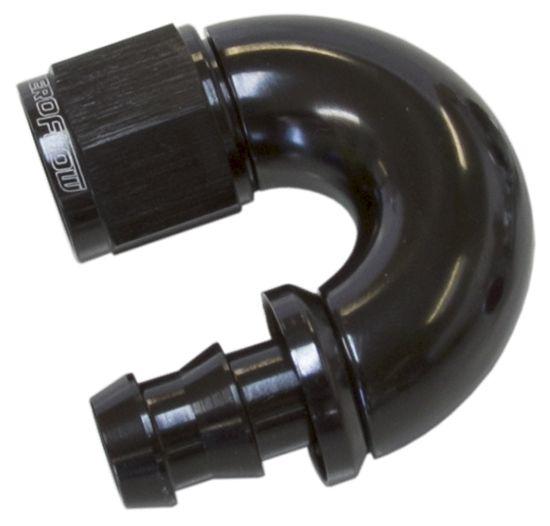 Aeroflow AF516-06BLK -6AN 180 Black Full Flow Push Lock AF516-06BLK