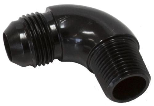 Aeroflow AF522-08BLK 90 Deg 3/8"" To -8AN Full Flow Black No Restriction In Bend AF522-08BLK