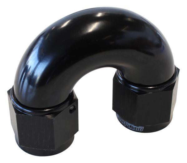 Aeroflow AF536-08BLK -8AN 180 Deg Swivel Coupler Black Billet Full Flow 1 Piece AF536-08BLK