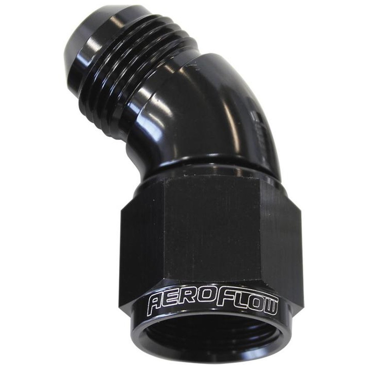 Aeroflow AF542-12BLK 45 Deg Female - Male -12AN Black Full Flow AF542-12BLK