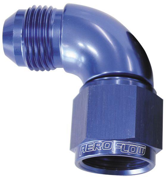 Aeroflow AF543-08 90 Deg Female - Male -8AN Blue Full Flow AF543-08