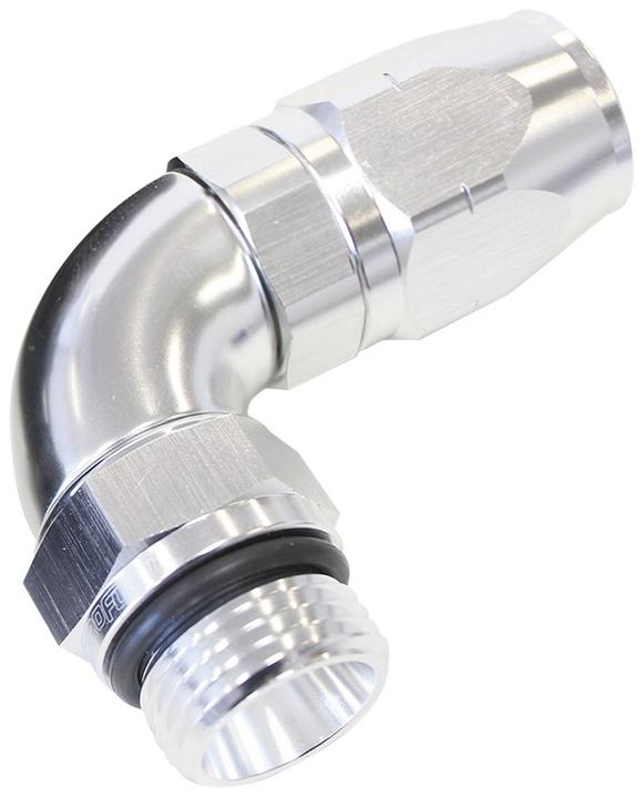 Aeroflow AF549-10-10S Male Hose End -10 ORB To -10 Hose full Flow Billet 90 Deg Silver AF549-10-10S