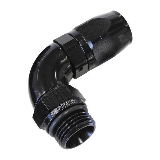 Aeroflow AF549-12-10BLK Male Hose End -10 ORB To -12 Hose full Flow Billet 90 Deg Black AF549-12-10BLK