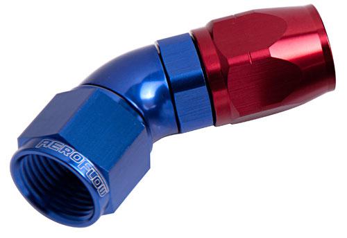 Aeroflow AF552-10 Alloy 45 Deg Hose End -10AN Blue Cutter Style Full Flow AF552-10