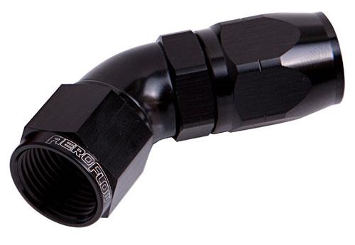 Aeroflow AF552-20BLK Alloy 45 Deg Hose End -20AN Black Cutter Style Full Flow AF552-20BLK