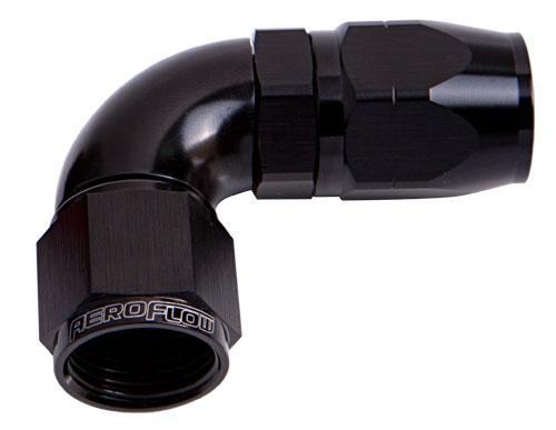 Aeroflow AF553-08BLK Alloy 90 Deg Hose End -8AN Black Cutter Style Full Swivel AF553-08BLK