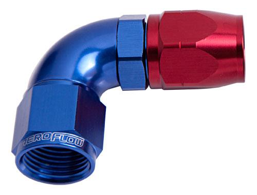 Aeroflow AF553-06 Alloy 90 Deg Hose End -6AN Blue Cutter Style Full Flow AF553-06
