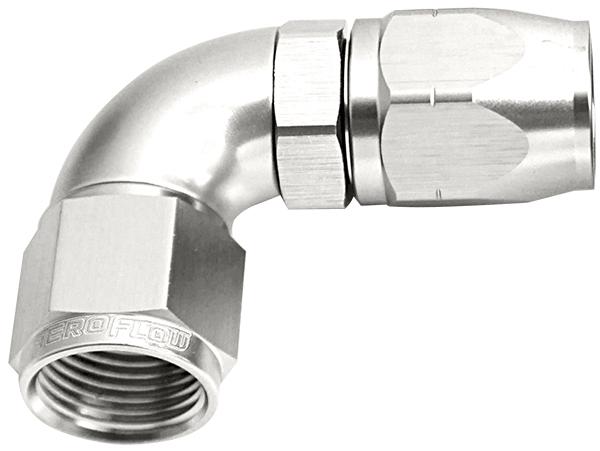 Aeroflow AF553-04S Alloy 90 Deg Hose End -4AN Silver Cutter Style Full Flow AF553-04S