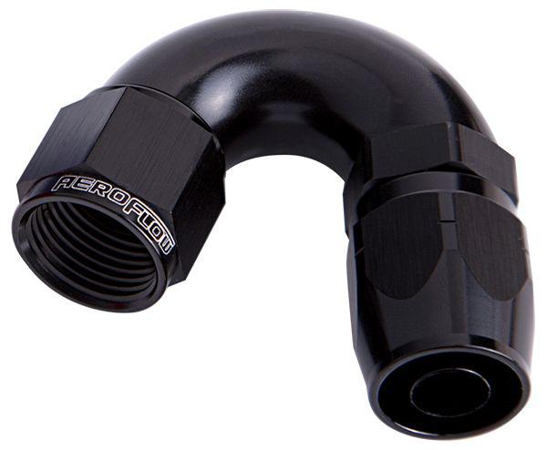 Aeroflow AF555-08BLK Alloy 150 Deg Hose End -8AN Black Cutter Style Full Flow AF555-08BLK