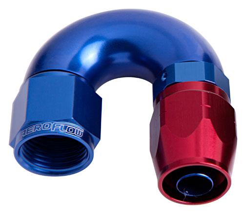 Aeroflow AF556-06 Alloy 180 Deg Hose End -6AN Blue Cutter Style Full Flow AF556-06