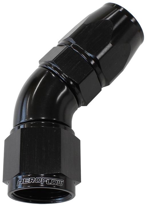 Aeroflow AF572-10DBLK 45 Deg -10AN Full Flow Teflon Hose End Black 1 Piece Fullflo AF572-10DBLK
