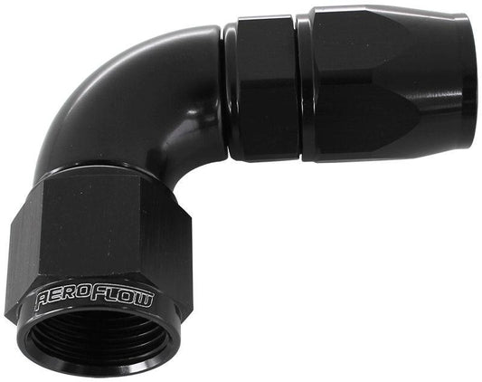 Aeroflow AF573-04DBLK 90 Deg -4AN Full Flow Teflon Hose End Black 1 Piece Fullflo AF573-04DBLK