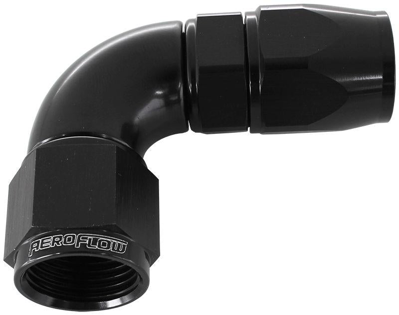 Aeroflow AF573-08DBLK 90 Deg -8AN Full Flow Teflon Hose End Black 1 Piece Fullflo AF573-08DBLK