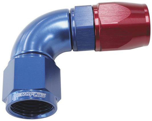 Aeroflow AF573-06D 90 Deg -6AN Full Flow Teflon Hose End Blue 1 Piece FullFlow AF573-06D