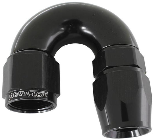 Aeroflow AF576-06DBLK 180 Deg -6AN Full Flow Teflon Hose End Black 1 Piece Fullflo AF576-06DBLK