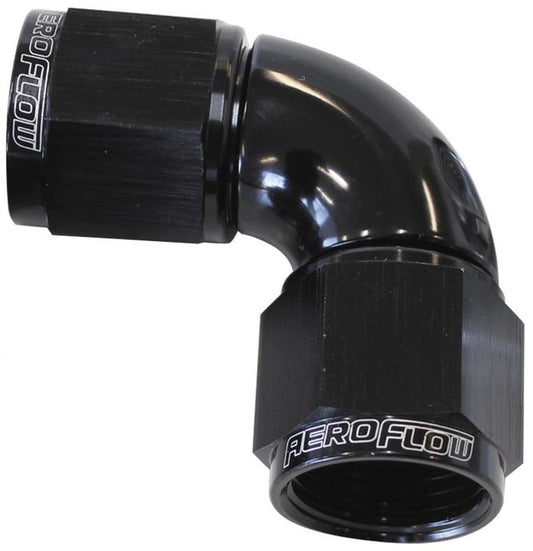 Aeroflow AF583-10BLK -10AN 90 Deg Swivel Coupler Black Billet Full Flow 1 Piece AF583-10BLK