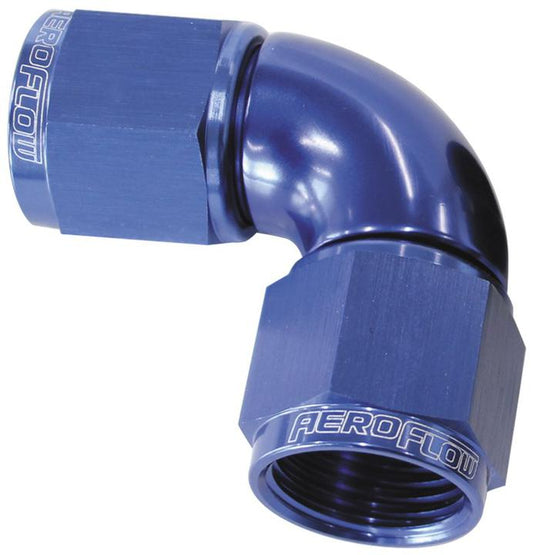 Aeroflow AF583-06 -6AN 90 Deg Swivel Coupler Blue Billet Full Flow 1 Piece AF583-06