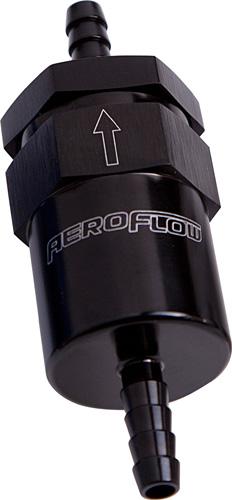 Aeroflow AF610-05BLK Billet Fuel Filter 5/16"" Barb Black (Bronze Filter)