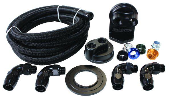 Aeroflow AF64-2042 Billet Oil Filter Remote Mount Kit Single Filter Kit -10 Hose