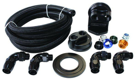 Aeroflow AF64-2042 Billet Oil Filter Remote Mount Kit Single Filter Kit -10 Hose