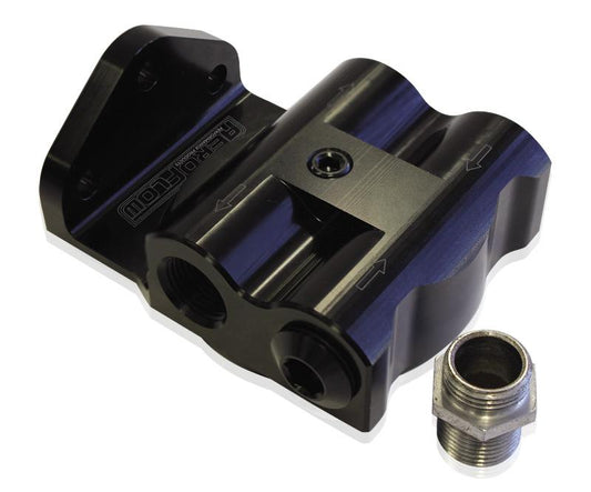 Aeroflow AF64-2061 Billet Oil Filter Remote Mount Black -8 ORB Female Ports