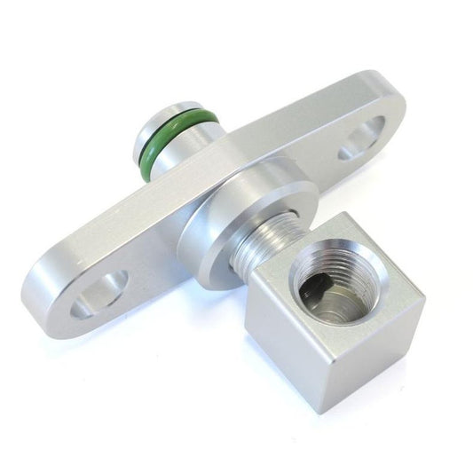 Aeroflow AF64-2068S Fuel Rail Adapter Suits Mitsubishi Evo X 40mm Centres Silver