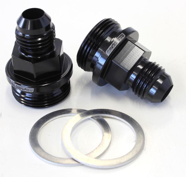 Aeroflow AF700-06BLK Holley Inlet Fitting -6AN Black 7/8"" X 20 To -6AN Short