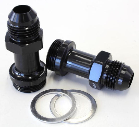 Aeroflow AF700-08BLK Holley Inlet Fitting -8AN Black 7/8"" X 20 To -8AN Long