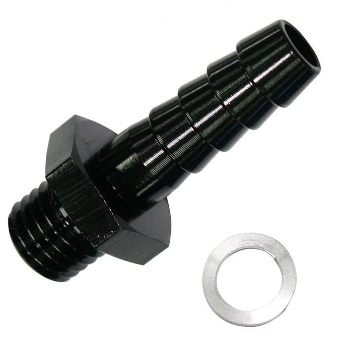 Aeroflow AF731-02BLK Metric M12x1.5mm To 3/8 Barb Black Male