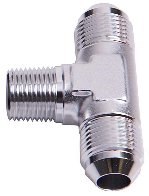 Aeroflow AF825-12S Tee -12AN With 3/4"" NPT On Side Silver AN Tee With NPT On Side AF825-12S