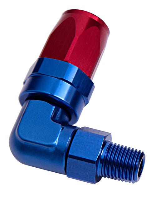Aeroflow AF829-06-04 Male 1/4"" Npt 90Deg To -6AN Blue Full Swivel 90Deg