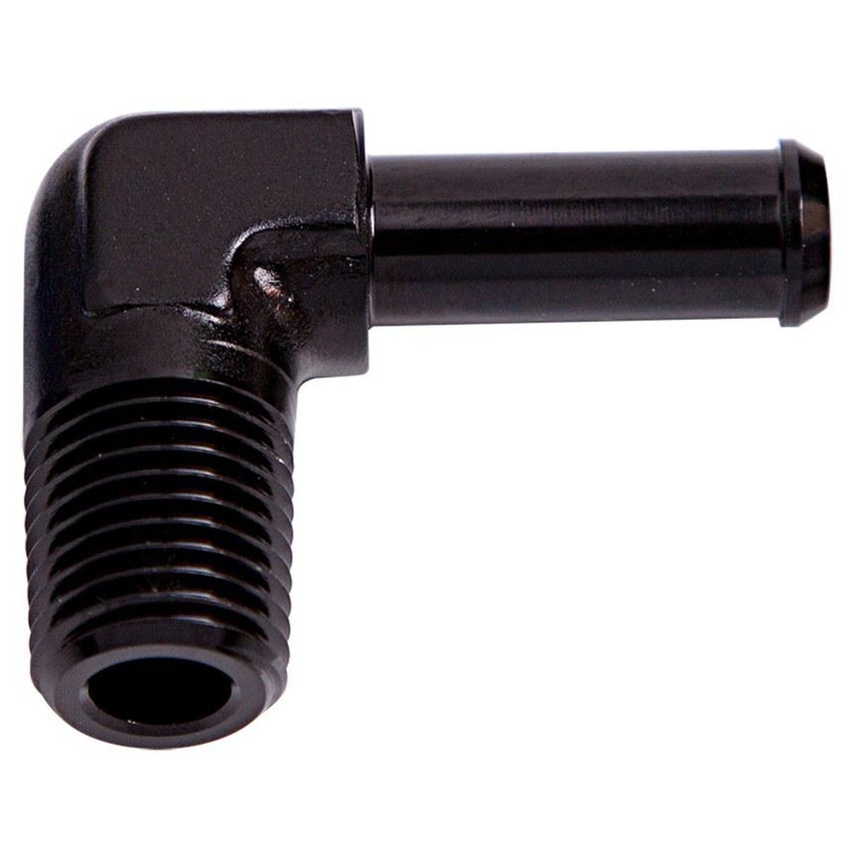 Aeroflow AF842-04BLK 90Deg 1/8"" Npt To 1/4"" Barb Black 90Deg Male To Male