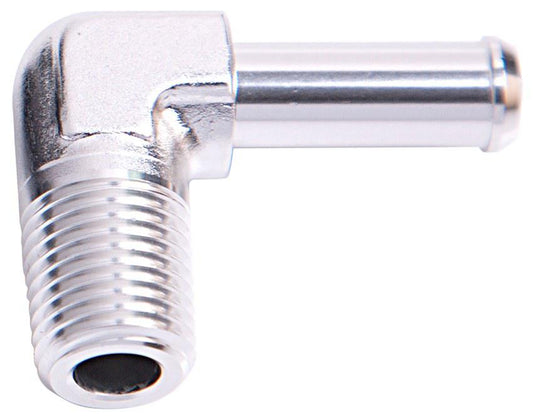 Aeroflow AF842-10S 90Deg 1/2"" Npt To 5/8"" Barb Silver 90Deg Male To Male