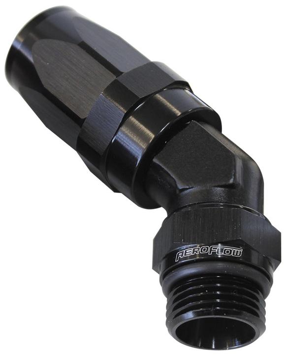 Aeroflow AF844-12-10BLK 45Deg -12 Hose To Male -10 Thread Black