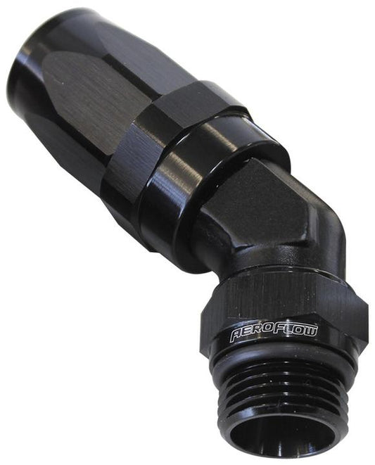 Aeroflow AF844-12-10BLK 45Deg -12 Hose To Male -10 Thread Black