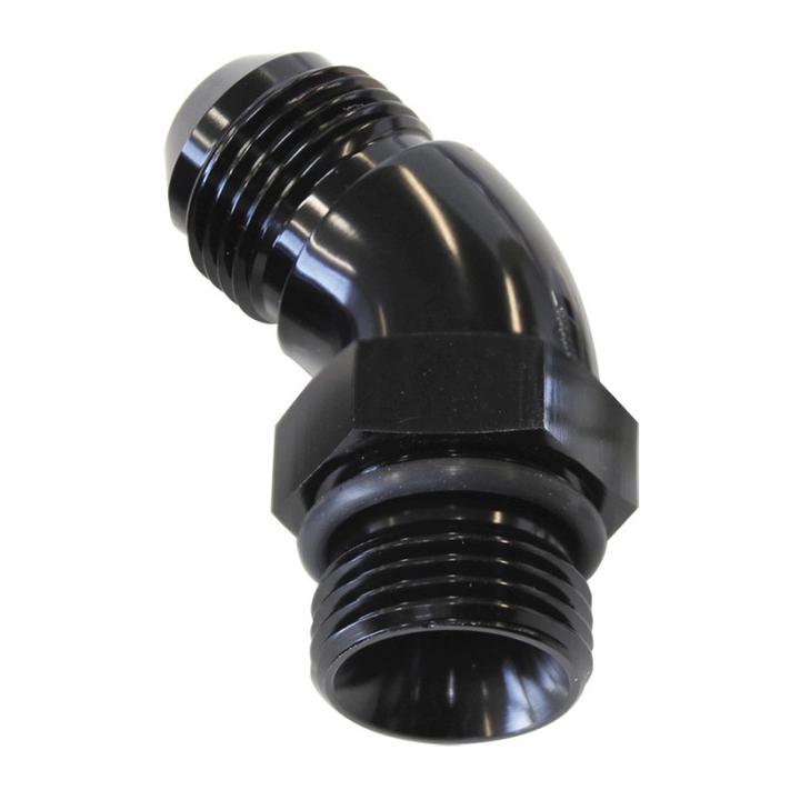 Aeroflow AF902-12BLK 45Deg -12ORB To -12AN Completwith Jam Nut And O-Ring Black