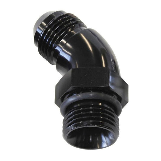 Aeroflow AF902-12BLK 45Deg -12ORB To -12AN Completwith Jam Nut And O-Ring Black