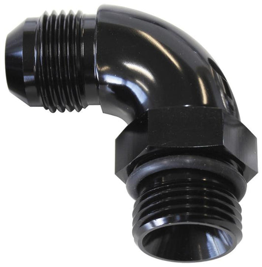 Aeroflow AF903-12BLK 90Deg -12ORB To -12AN Completwith Jam Nut And O-Ring Black