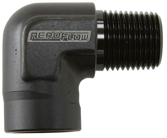 Aeroflow AF914-06BLK 90Deg Female - Male Elbow 3/8 Npt Black
