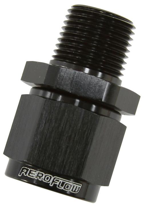 Aeroflow AF916-06-06BLK 3/8"" Npt To -6AN Female Nut Black Straight Swivel Nut