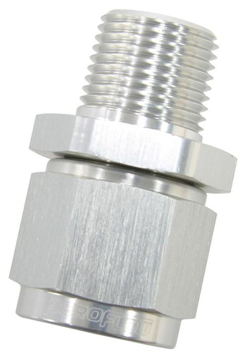 Aeroflow AF916-08-06S 3/8"" Npt To -8AN Female Nut Silver Straight Swivel Nut