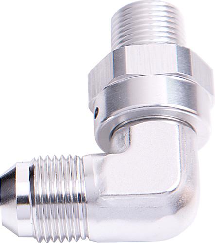 Aeroflow AF922-03-02S 90Deg 1/8"" Npt To -3AN Silver Male Swivel Thread