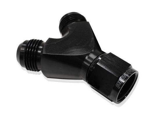 Aeroflow AF931-08-06BLK Y Piece -8 Swivel Nut 2x -6AN Black