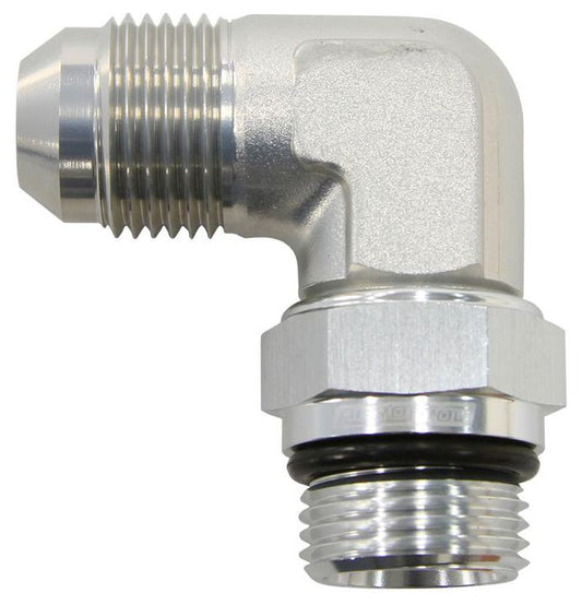 Aeroflow AF949-06-08S Male -8ORB 90 To -6AN Male Silver Full Swivel