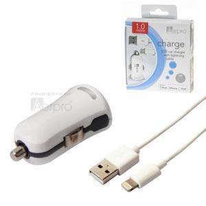 Aerpro 12V USB Charger with Apple Lightning Connector 1m
