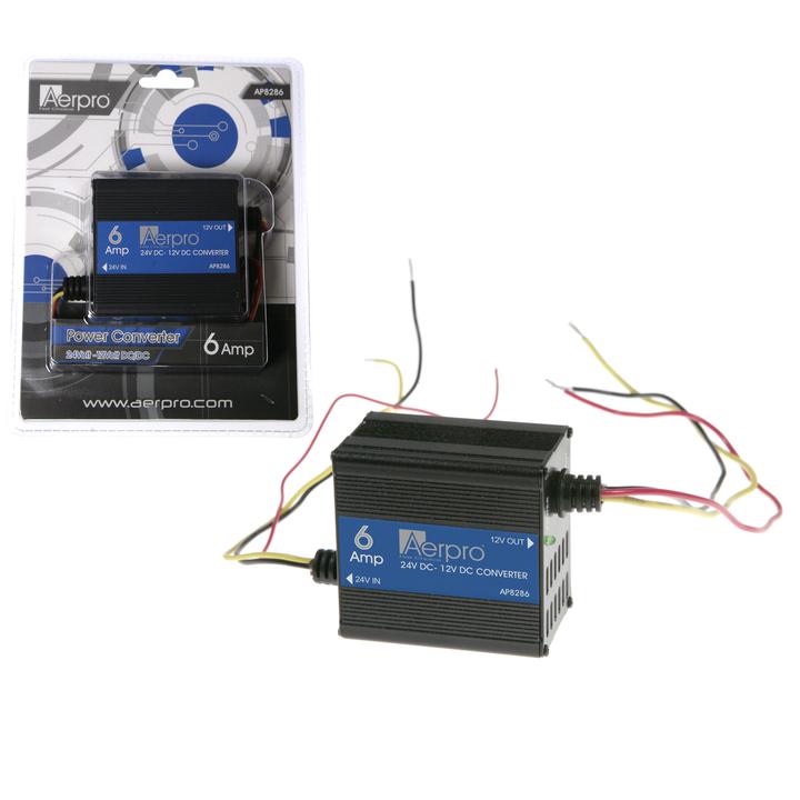 Aerpro Voltage Reducer Power Converter Black 6A 24V-12V AP8286