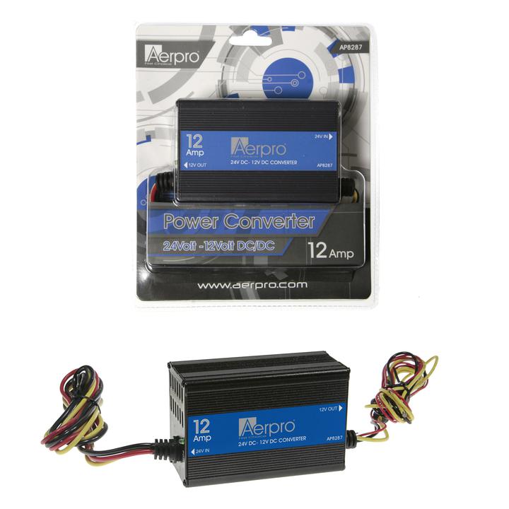 Aerpro Voltage Reducer Power Converter Black 12A 24V-12V AP8287