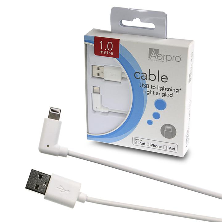 Aerpro Cable Lightning Right Angle to Type A USB 1m White APL105R