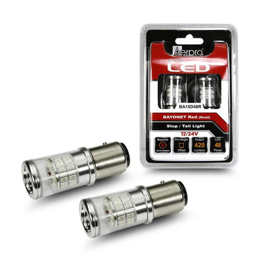 Aerpro SMD LED Bayonet Globe Red 2 Pack BA15D48R