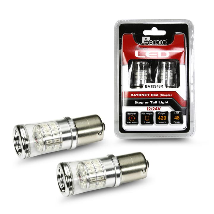 Aerpro SMD LED Bayonet Globe Red Single BA15S48R